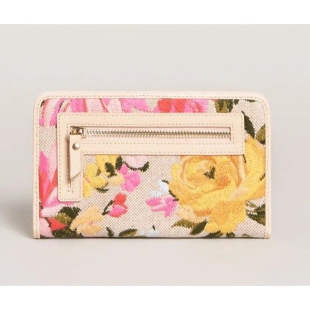 Spartina 449 Babbie’s Store Blue Bird Floral Snap Travel Wallet Embroidered NWT - Picture 2 of 4
